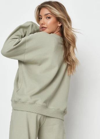 Оливковий світшот Missguided напис без декору (260390364)