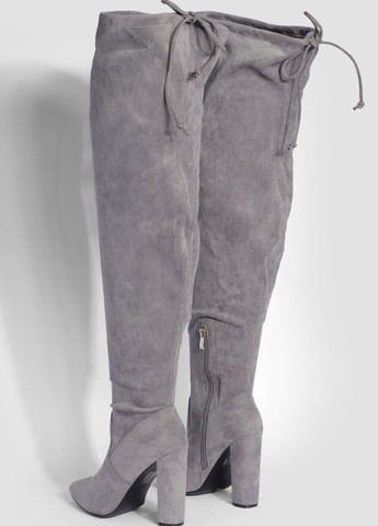 Серые осенние ботфорты Boohoo завязки