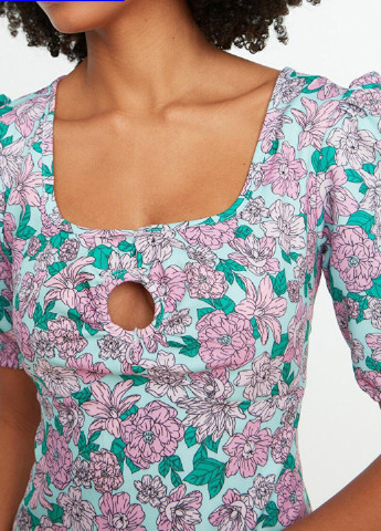 Блакитна повсякденний сукня AMORI з квітковим принтом