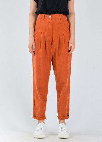 Оранжевые кэжуал демисезонные прямые, укороченные брюки Dilvin