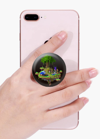 Попсокет (Popsockets) держатель для смартфона Майнкрафт (Minecraft) (8754-1177) Черный MobiPrint (216748532)