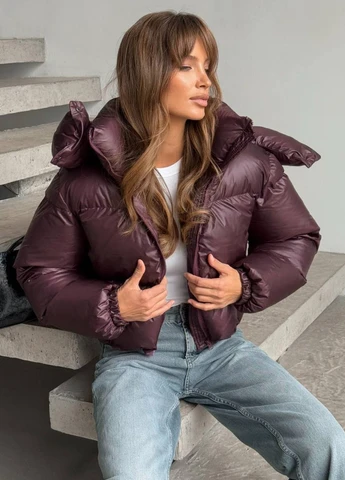 Бордовая зимняя куртка No Brand