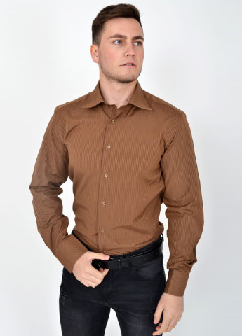 Коричневая кэжуал рубашка однотонная Ager с длинным рукавом