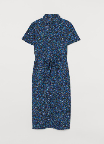 Синя кежуал плаття, сукня H&M з квітковим принтом