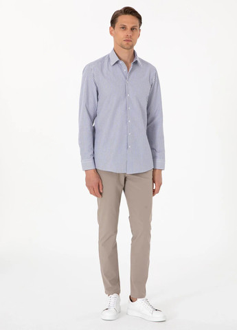 Синяя кэжуал рубашка в полоску Pierre Cardin