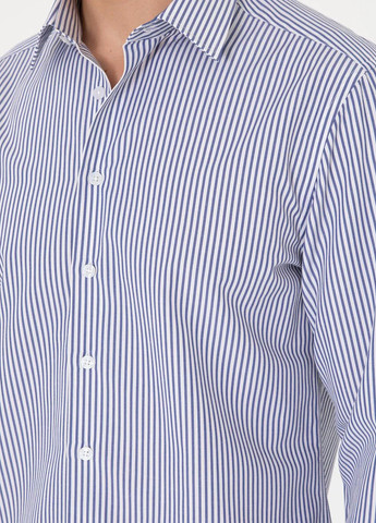 Синяя кэжуал рубашка в полоску Pierre Cardin