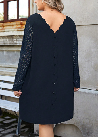 Темно-синя кежуал сукня SHEIN однотонна