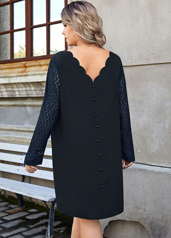 Темно-синя кежуал сукня SHEIN однотонна