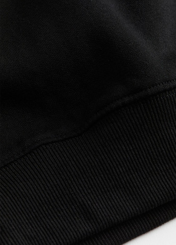 Світшот H&M - Вільний крій однотонний чорний кежуал, спортивний бавовна, футер, трикотаж - (292951401)