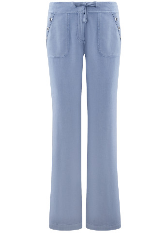 Голубые кэжуал демисезонные прямые брюки Oodji