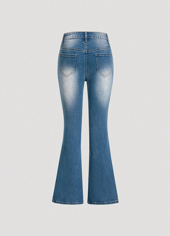 Темно-синие демисезонные клеш джинсы SHEIN