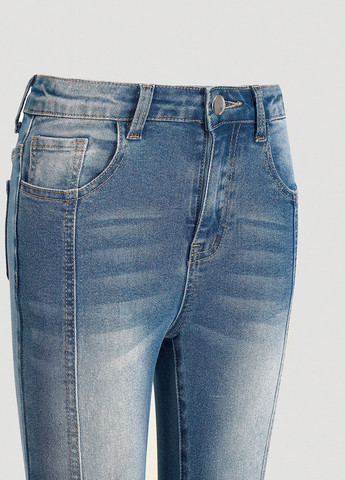 Темно-синие демисезонные клеш джинсы SHEIN