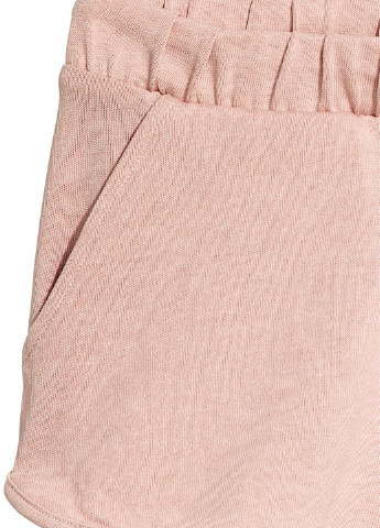 Шорты H&M однотонные светло-розовые кэжуалы трикотаж, хлопок