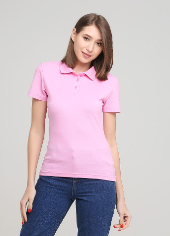 Розовая женская футболка-футболка поло женская розовая классическая Melgo однотонная