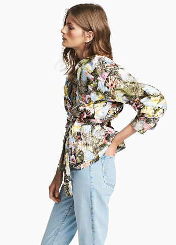 Цветной женский жакет H&M с цветочным узором - демисезонный