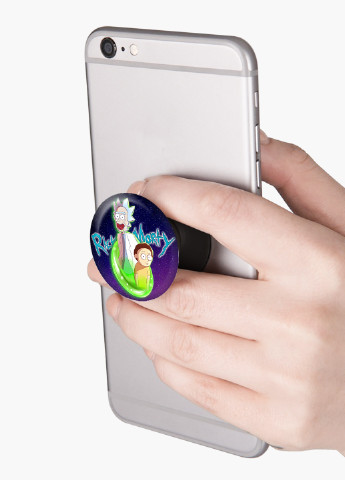 Попсокет (Popsockets) держатель для смартфона Рик и Морти (Rick and Morty) (8754-1230) Черный MobiPrint (216748548)