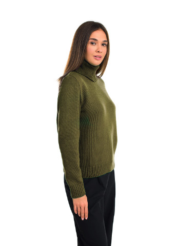 Оливковый (хаки) зимний классический женский свитер SVTR