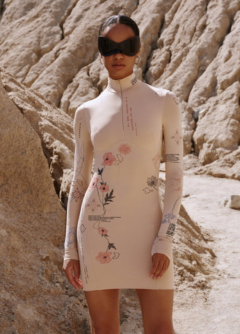 Бежева кежуал сукня сукня-водолазка Gepur з українською символікою