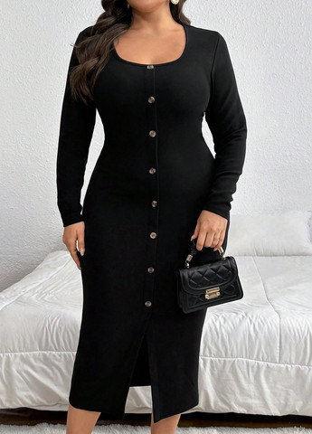 Чорна кежуал сукня силуетна SHEIN однотонна