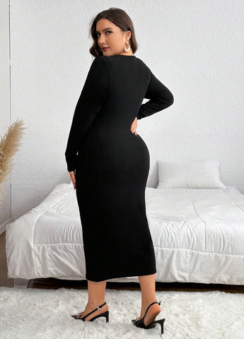 Чорна кежуал сукня силуетна SHEIN однотонна