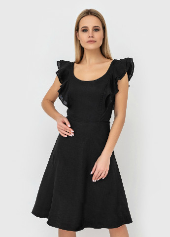 Черное кэжуал платье клеш MORANDI однотонное