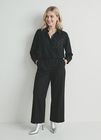 Черная классическая, кэжуал рубашка однотонная Reserved