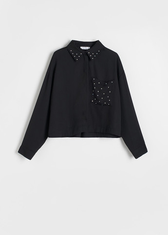 Черная классическая, кэжуал рубашка однотонная Reserved