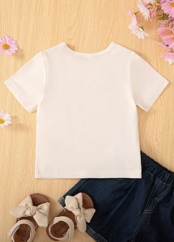 Кремовая летняя футболка SHEIN