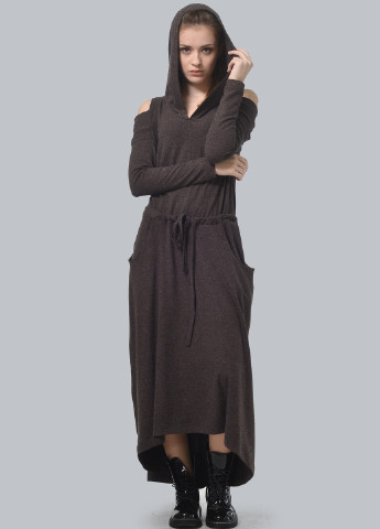 Темно-коричнева кежуал сукня, сукня кльош Agata Webers меланжева