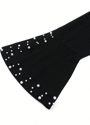 Черное праздничный, вечернее платье а-силуэт, плиссированное SHEIN однотонное