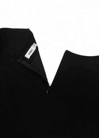 Черное праздничный, вечернее платье а-силуэт, плиссированное SHEIN однотонное