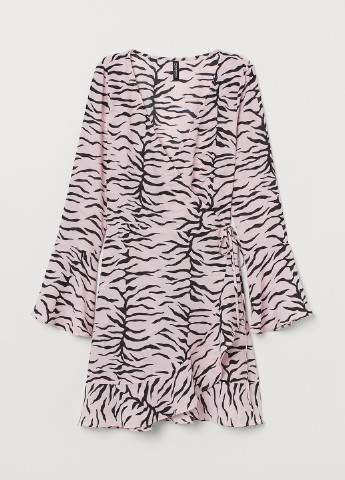 Светло-розовое кэжуал платье на запах H&M тигровый