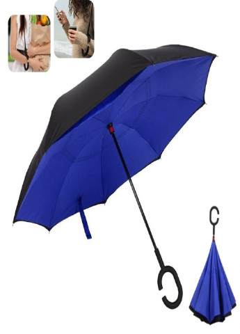 Умный усовершенствованный зонт наоборот однотонный обратный зонтик (22168971) Синий Francesco Marconi (205436434)