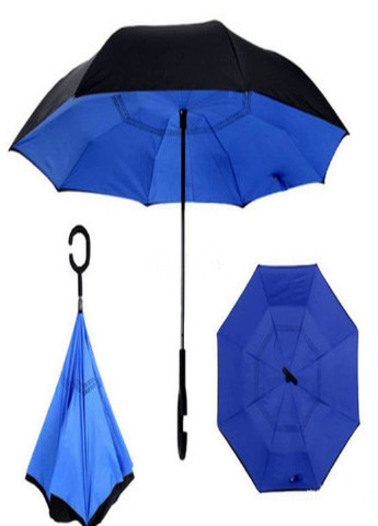Умный усовершенствованный зонт наоборот однотонный обратный зонтик (22168971) Синий Francesco Marconi (205436434)