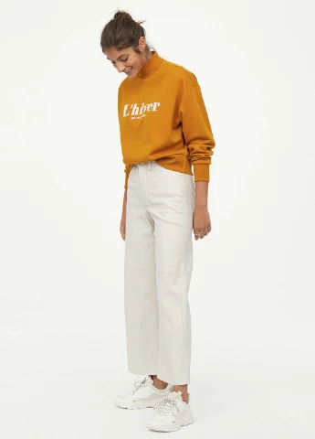 Горчичный свитшот H&M надпись без декора (195236920)