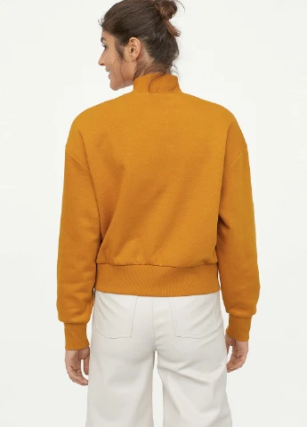 Горчичный свитшот H&M надпись без декора (195236920)