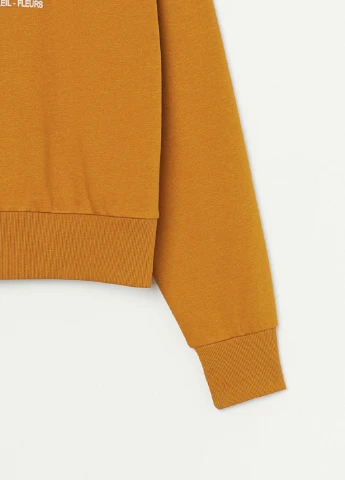 Горчичный свитшот H&M надпись без декора (195236920)