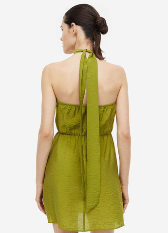 Оливкова кежуал сукня з відкритою спиною H&M однотонна