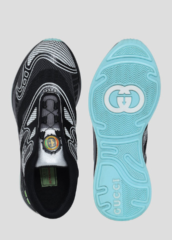 Черные демисезонные комбинированные кроссовки из кожи Gucci