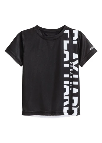 Черная летняя футболка с коротким рукавом H&M