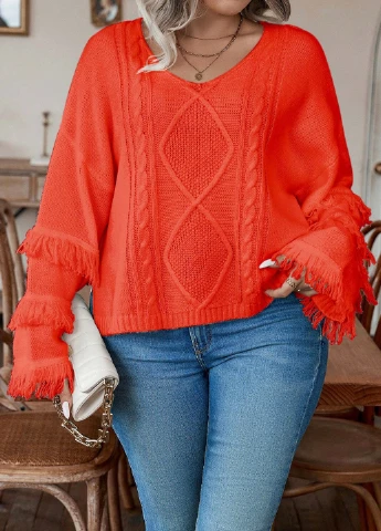 Коралловый демисезонный свитер SHEIN