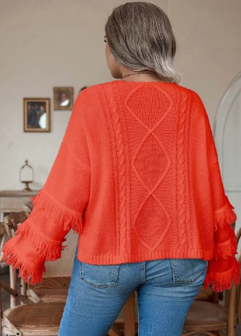 Коралловый демисезонный свитер SHEIN