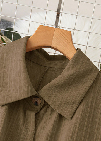 Коричневое кэжуал платье рубашка SHEIN однотонное