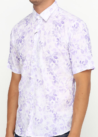 Бледно-лиловая кэжуал рубашка с цветами Sigmen с коротким рукавом