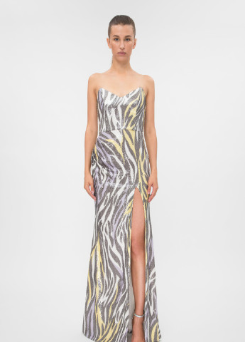 Темно-золотистий вечірня плаття Dafna May з орнаментом