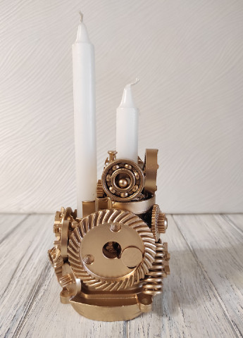 Сувенір підсвічник свічник стімпанк з металу з золотим напиленням ручна робота хендмейд подарунок SuvenirPodarokZP 3 (256544336)