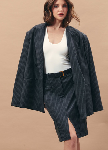 Темно-серая кэжуал, офисная в полоску юбка Gepur карандаш