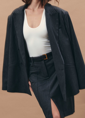 Темно-серая кэжуал, офисная в полоску юбка Gepur карандаш