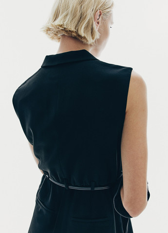 Комбинезон H&M комбинезон-брюки однотонный чёрный вечерний, деловой, кэжуал полиэстер