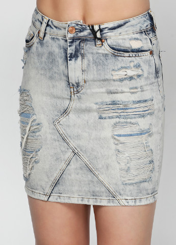 Голубая джинсовая градиентной расцветки юбка Guess мини